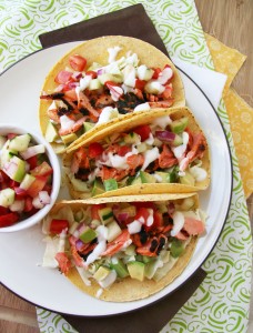 Chipotle-Rubbed Salmon Tacos - photo by Natural Noshings